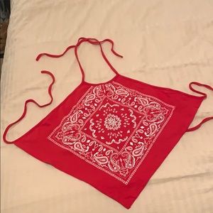 Red Bandana Print Halter Top